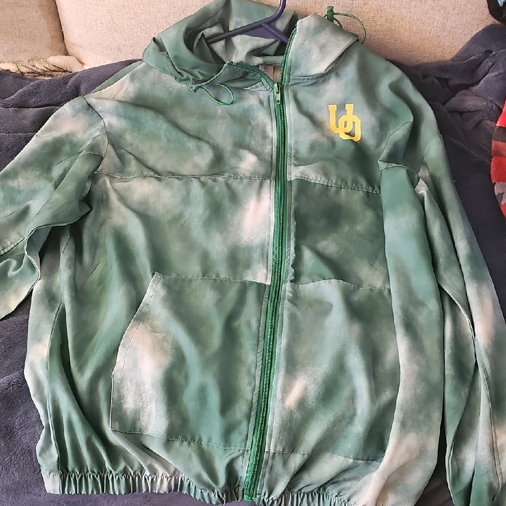 Green and White Hoodie with Yellow Logo